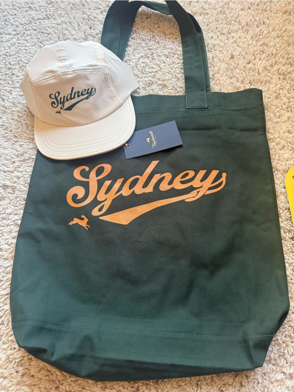 Tracksmith Sydney Marathon 2026 race pack - hat and tote